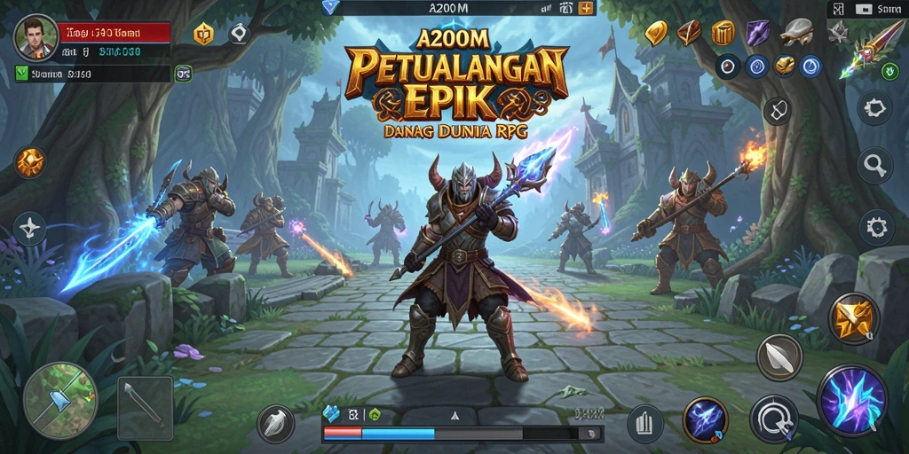 Tangkapan layar A200M menunjukkan petualangan RPG yang epik dan mendebarkan.