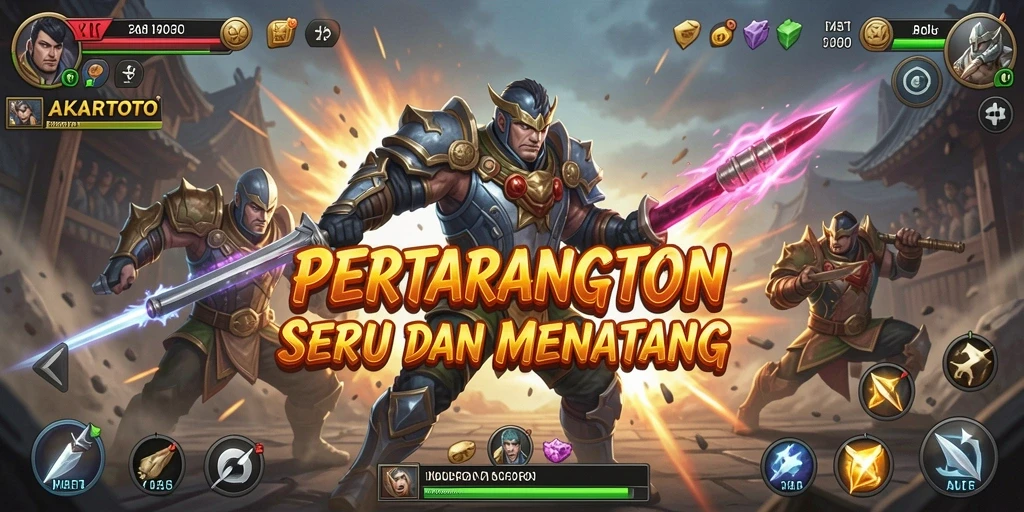 Tampilan aksi pertarungan seru dalam game AKARTOTO.