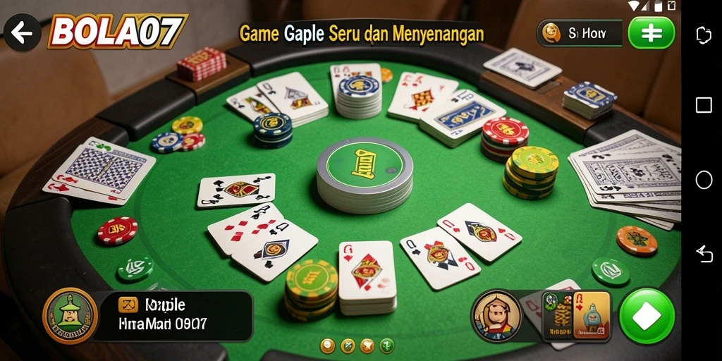 Tampilan gameplay seru BOLA07 dalam permainan Gaple.