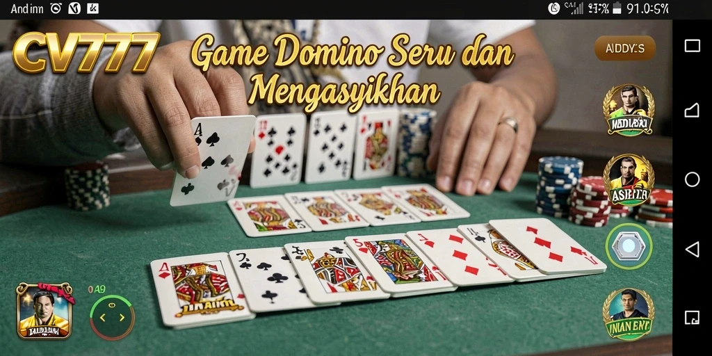 Screenshot gameplay CV777 menampilkan serunya permainan domino.