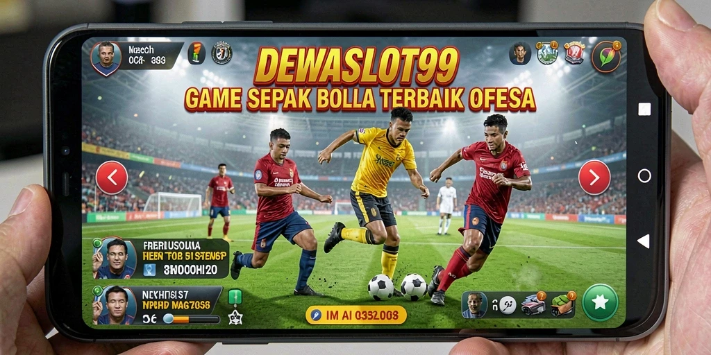 Screenshot gameplay DEWASLOT99 yang menunjukkan aksi pertandingan sepak bola.