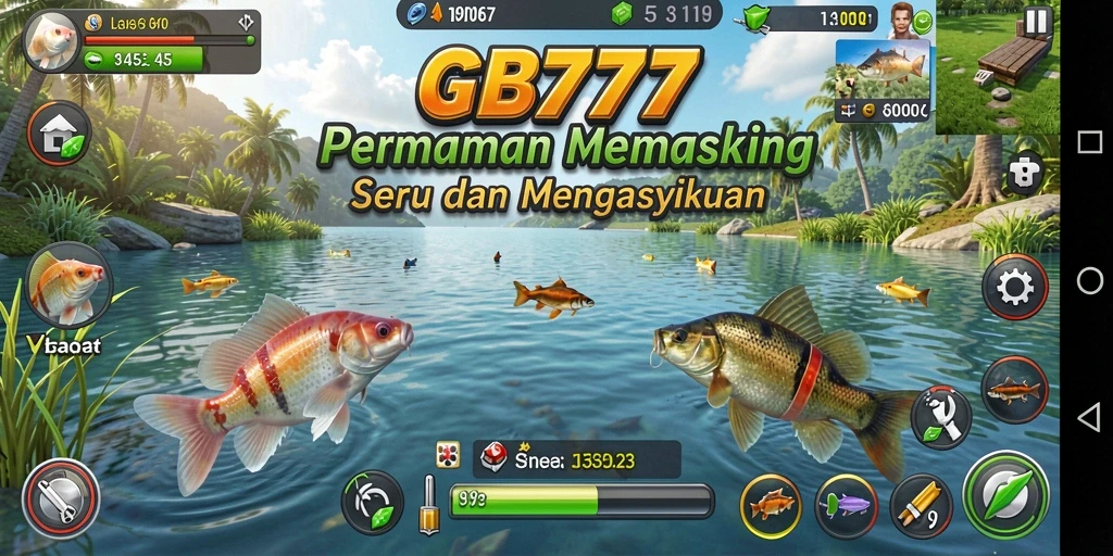 Tampilan gameplay <strong>GB777</strong> saat menangkap ikan di lautan.