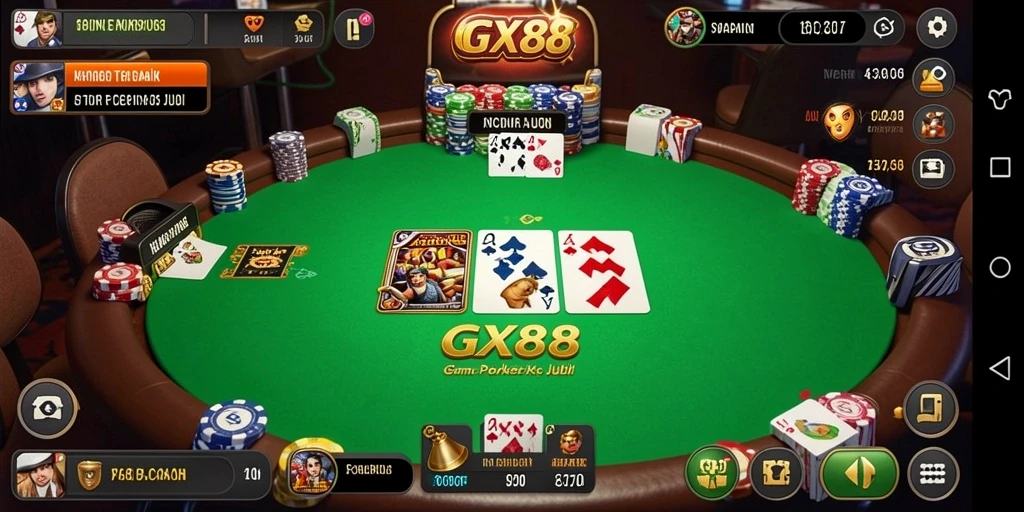 Gameplay seru GX88 menunjukkan pemain bersaing di meja Poker.