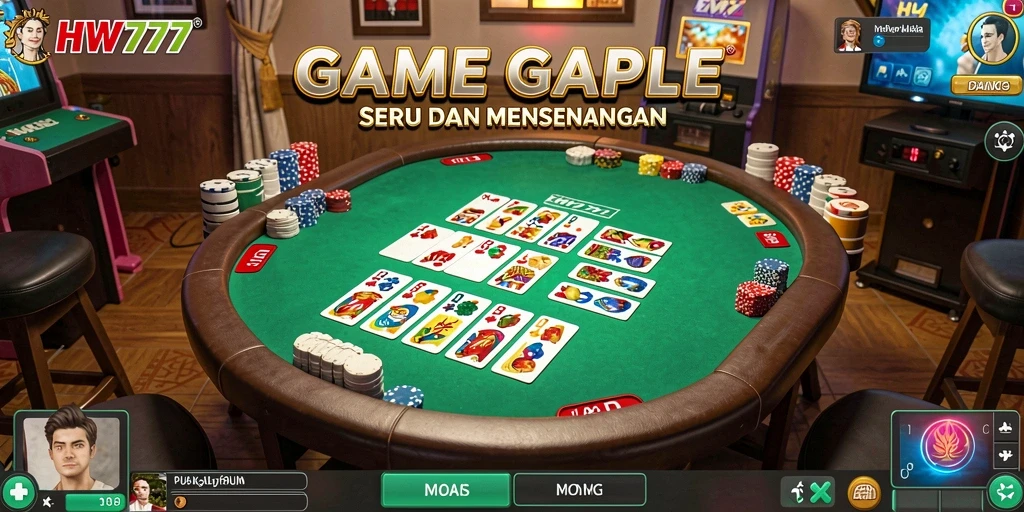 Tampilan menarik dari gameplay Gaple HW777 yang seru dan menantang.