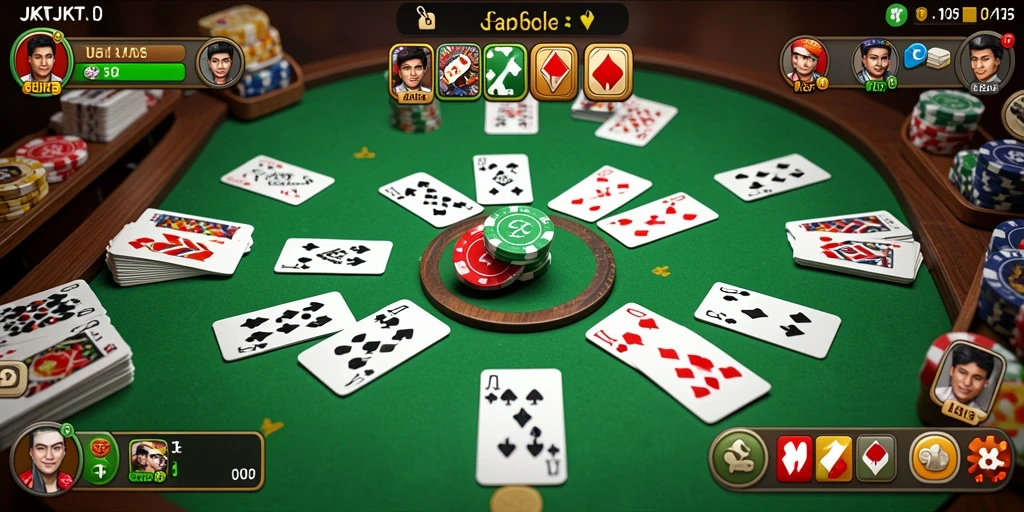 Screenshot gameplay JKTJKT yang menunjukkan momen seru dalam permainan Gaple.