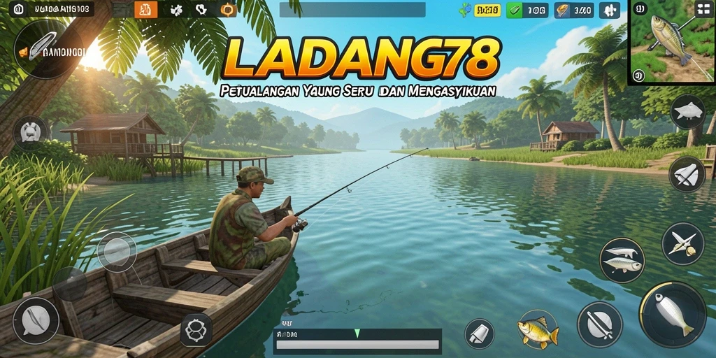 Tampilan gamplay LADANG78 yang menggambarkan keseruan memancing.