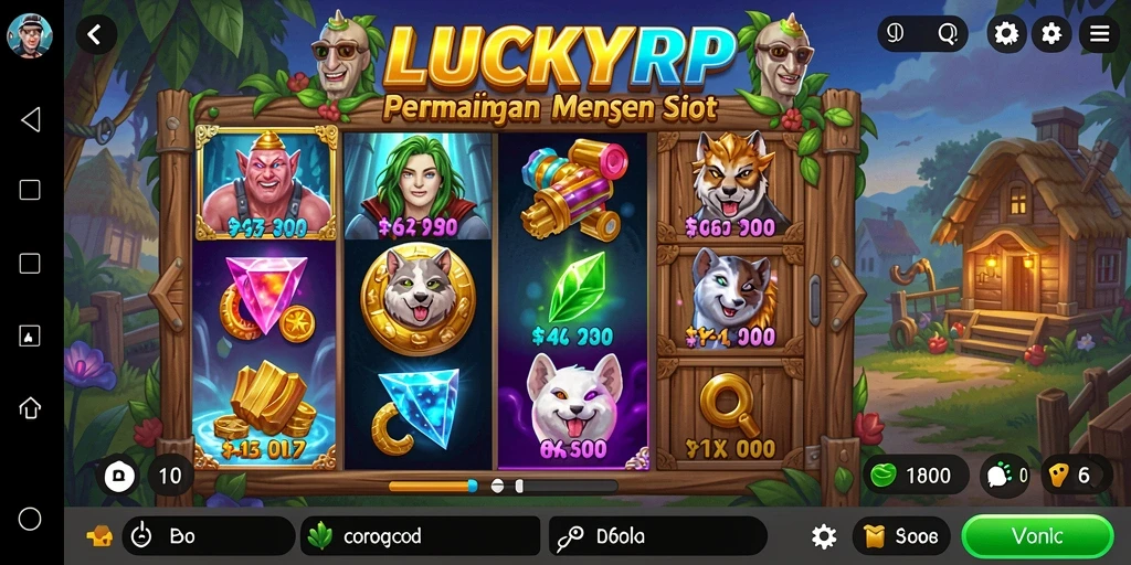 Tampilan gameplay menarik dari LUCKYRP dengan gulungan yang berputar.