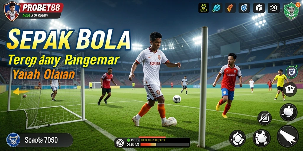 Screenshot gameplay PROBET88 yang menampilkan aksi sepak bola yang mendebarkan.