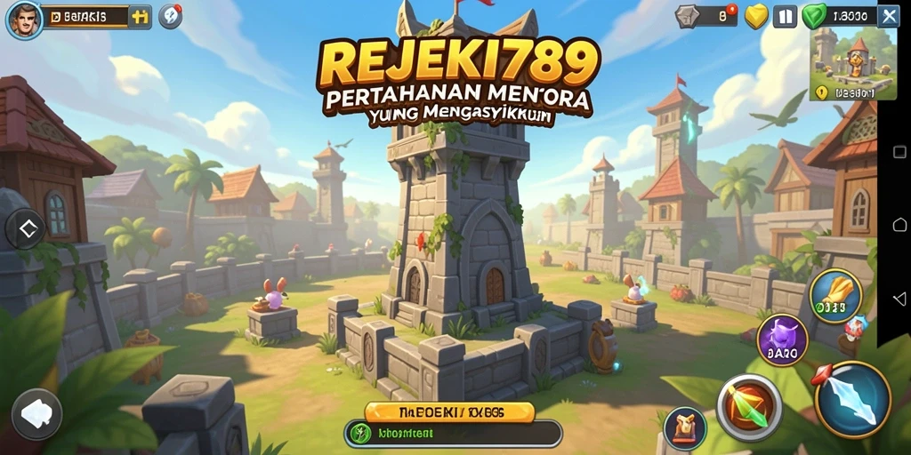 Tangkapan layar dari gameplay menarik REJEKI789 Tower Defense.