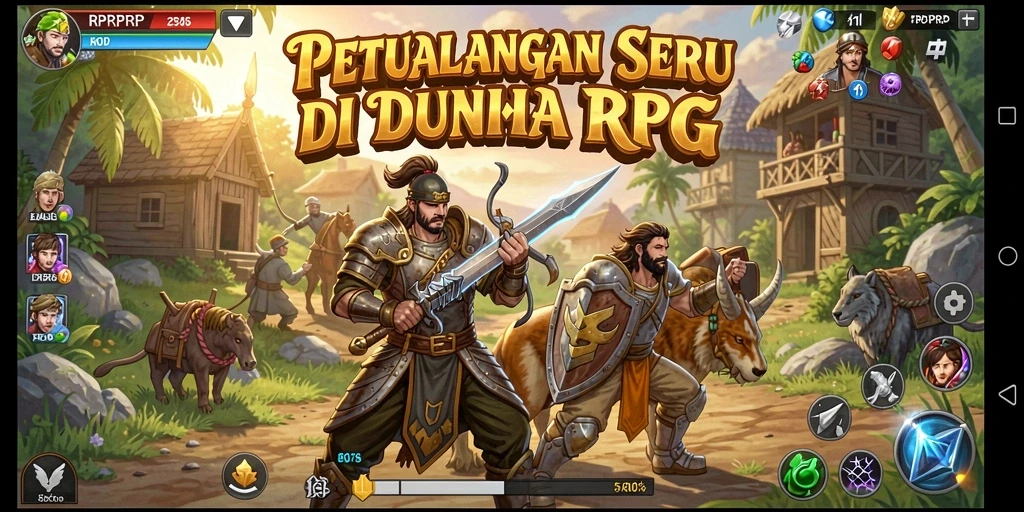 Tampilan gameplay RPRPRP yang penuh aksi dan strategi RPG.