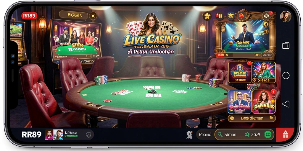 Tampilan gameplay Live Casino yang menegangkan di aplikasi RR89.