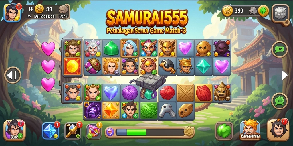 Tangkapan layar menampilkan gameplay seru SAMURAI555 dalam genre Match-3.