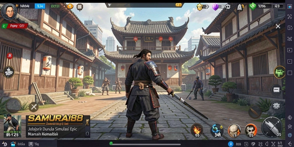 Screenshot gameplay <strong>SAMURAI88</strong> menunjukkan aksi seru dan grafis menakjubkan.