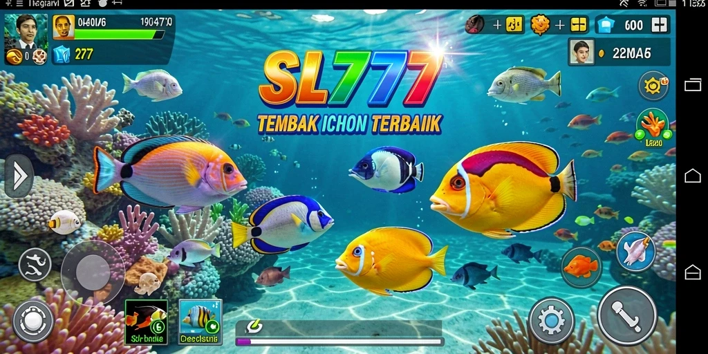 Screenshot gameplay SL777 menampilkan aksi tembak ikan yang seru.