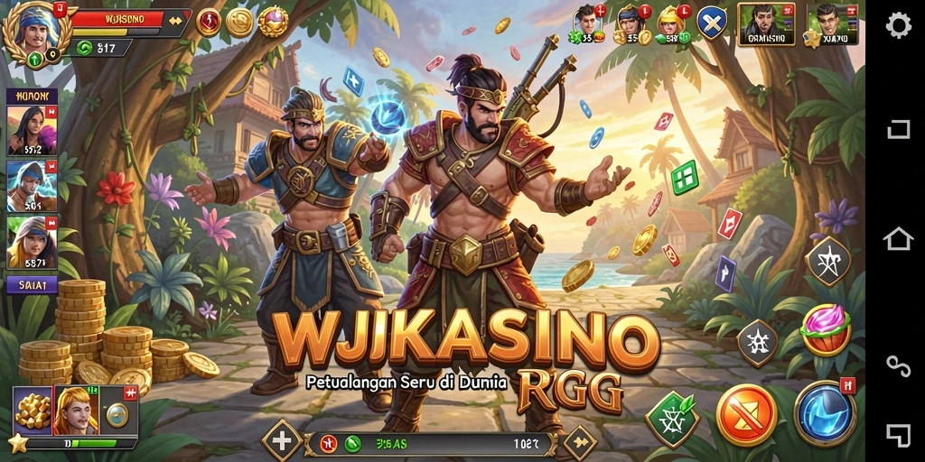 Screenshot gameplay WJKASINO menampilkan karakter dalam pertarungan yang epik.