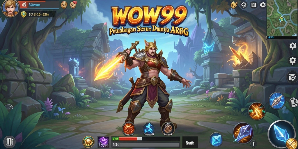 Screenshot gameplay WOW99 menunjukkan aksi pertempuran yang intens dalam dunia ARPG.